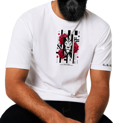 Lionheart's Gaze: Singh T-Shirt - Command Attention, Embody Strength | White