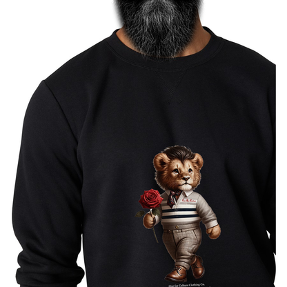 Lion Rose - Crew neck Fleece Sweatshirt