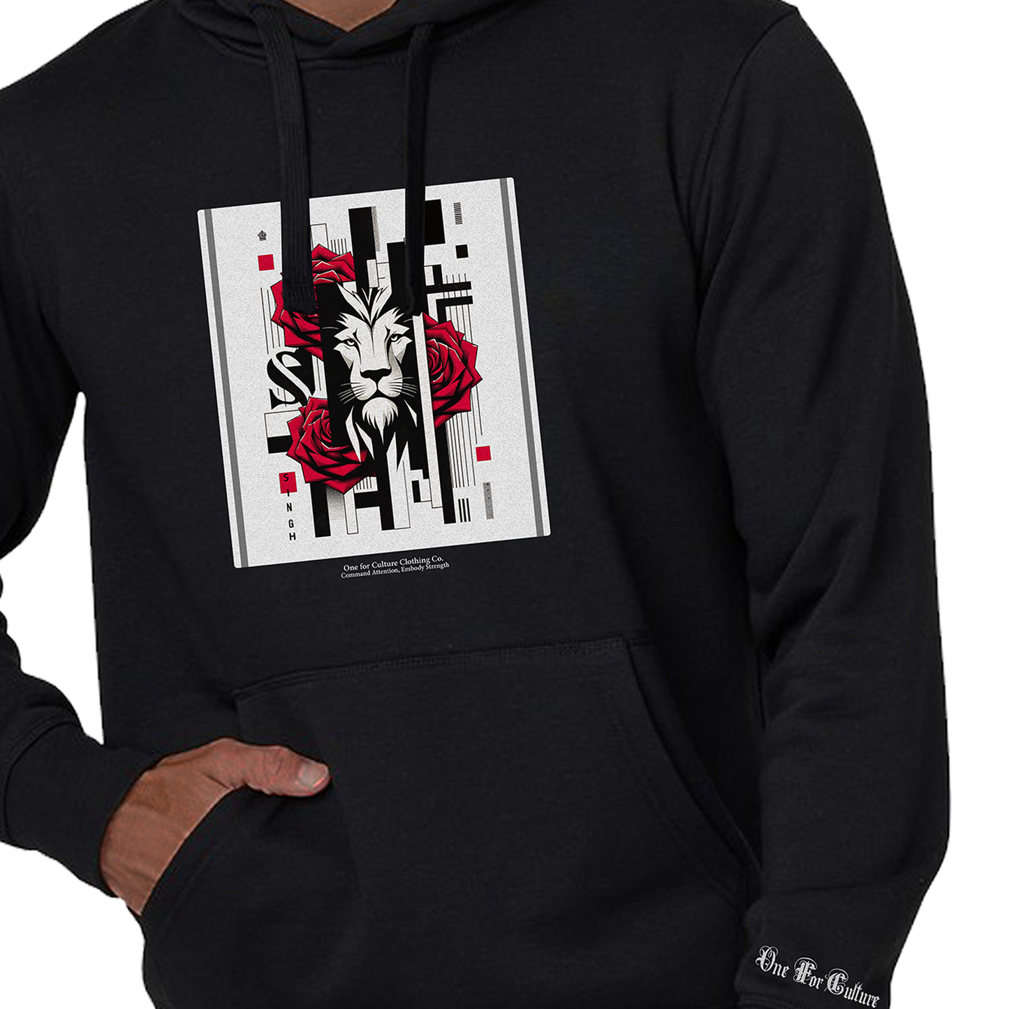 Lionheart's Gaze: Singh Pullover Fleece Hoodie  - Command Attention, Embody Strength