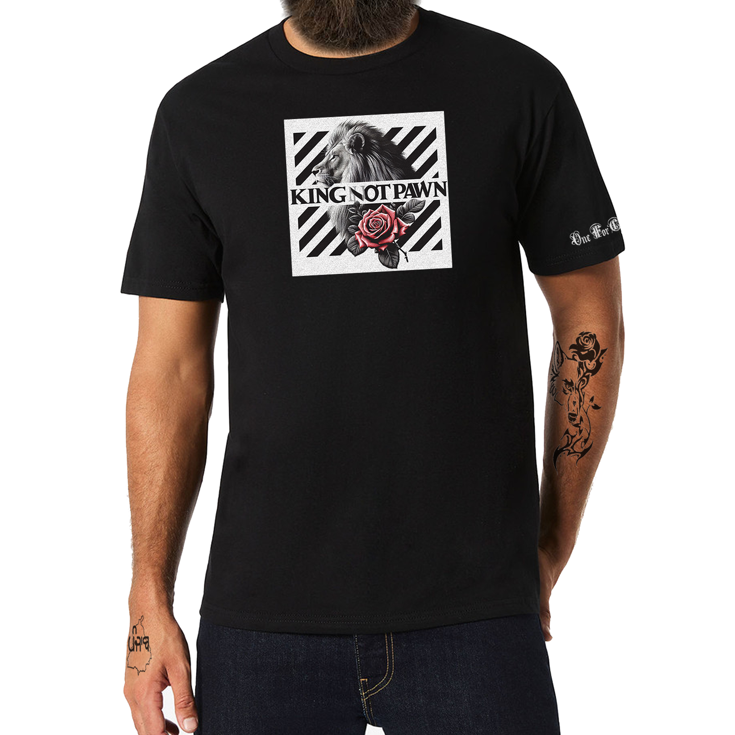 King Not Pawn T-Shirt - Lion & Rose Reign | Black