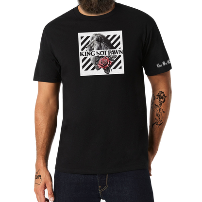 King Not Pawn T-Shirt - Lion & Rose Reign | Black