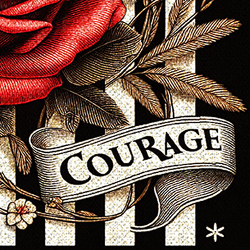 Striped Elegance, Floral Fury: KAUR COURAGE T-Shirt